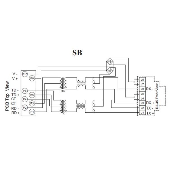 ARJP11A-MASA-B-A-EMU2 Tab Down RJ-45 Magnetic Jack PCB Mounting Standard With PoE
