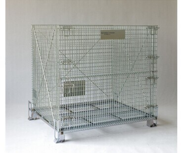 Wire Mesh Container Heavy-Duty Rigid Rolling Collapsible Wire Mesh Container With Caster