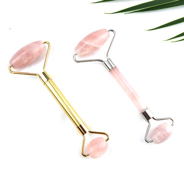 Face Massage Equipment Pink Rose Quartz Gua Sha Massage Natural Jade Ice Roller for Anti Aging Therapy Nephrite Stone