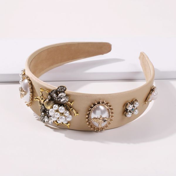 Europe American personality creative bee headbands Baroque court style pearl glass drill accessories