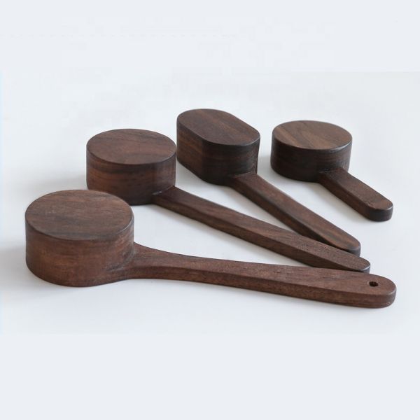 Acacia Wooden Kitchen Utensils Coffee Bean Wooden Measuring Spoon Black Milk Powder Spoon