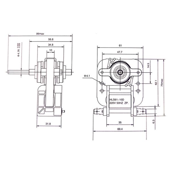 YJF61 затеняло вентиляторный двигатель поляка, никакой электрический двигатель индукции одиночной фазы конденсатора