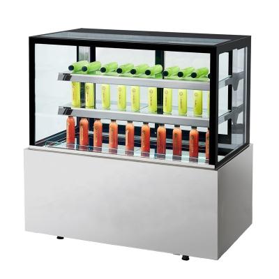 Réfrigérateur de boulangerie commerciale avec porte vitrée ouverte, éclairage LED, utilisation en supermarché, prix d'usine, présentoir à gâteaux, réfrigération, type de climat