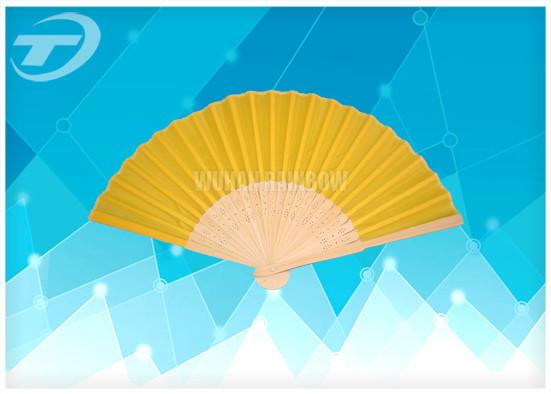 21cm Plain Color Silk Folding Hand Fans With Natural Bamboo Ribs