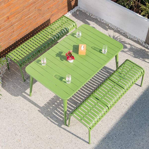 Modern Design Style NO Folded Dining Room Table Set Green Metal Outdoor Coffee and Chairs Bar for Courtyard