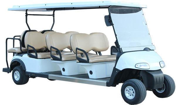 Pure White Color Golf Sightseeing Car Electric Powered Golf Carts With 6+2 Sofa Seats