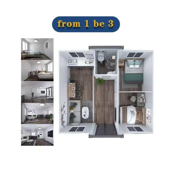 Double Storey 40ft 20ft Foldable Steel Mobile Prefabricated Villa Expandable 3 Bedroom House with Kitchen for Home Office Use