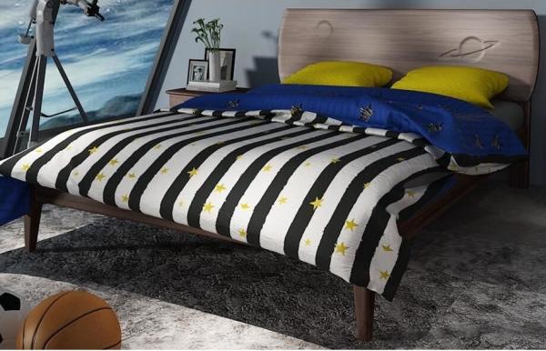 2017 New design Upholstered Bedroom furniture By Italy Leather and Walnut solid wood Headboard in Hotel room