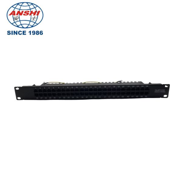 19 Inch 1U 50 Port Krone IDC Voice Patch Panel with Corrosion Resistant Steel