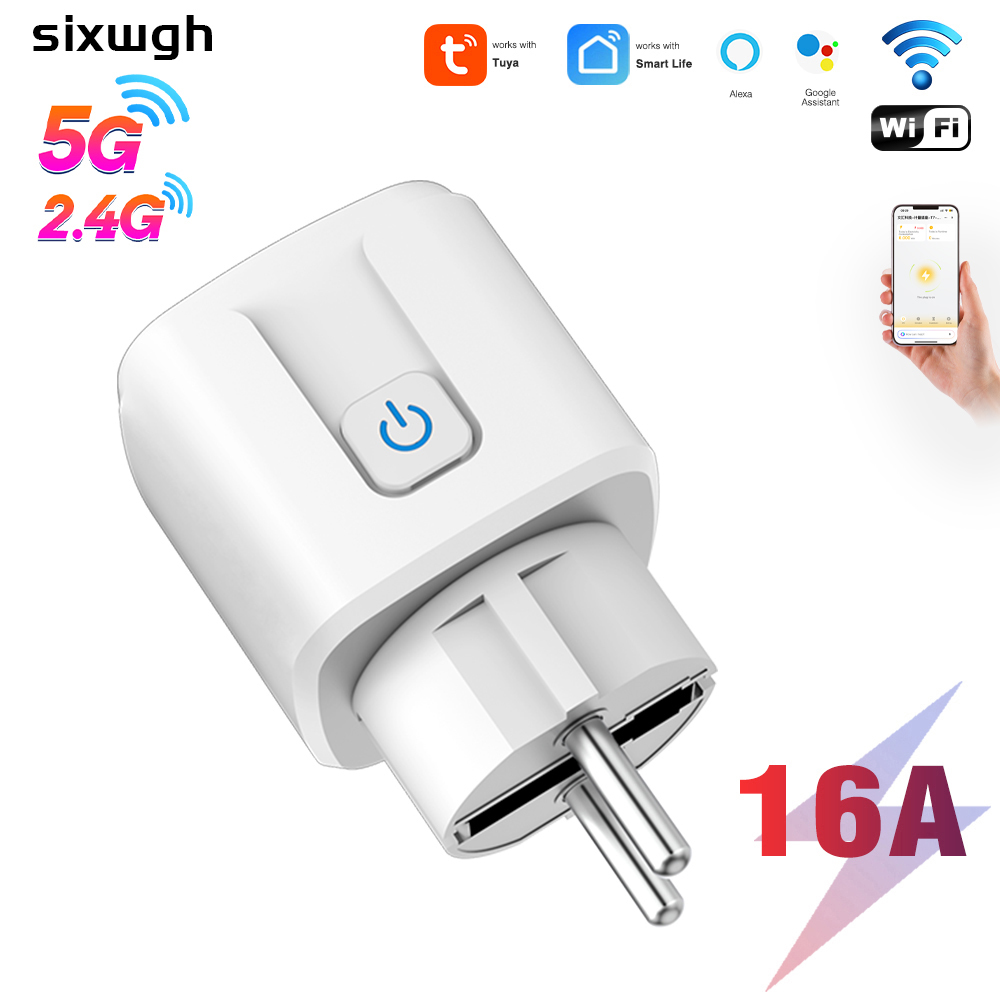 EU Smart Plug with Voice/App Control, 16A Load Current, and Dual-Band WiFi for Smart Home Automation