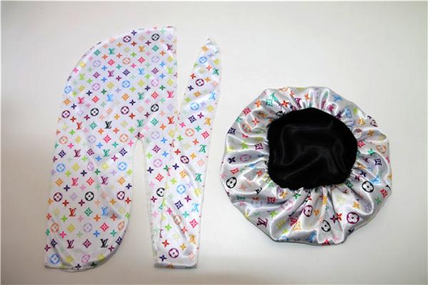 Customized Luxury Satin Silky Durag And Matching Bonnet