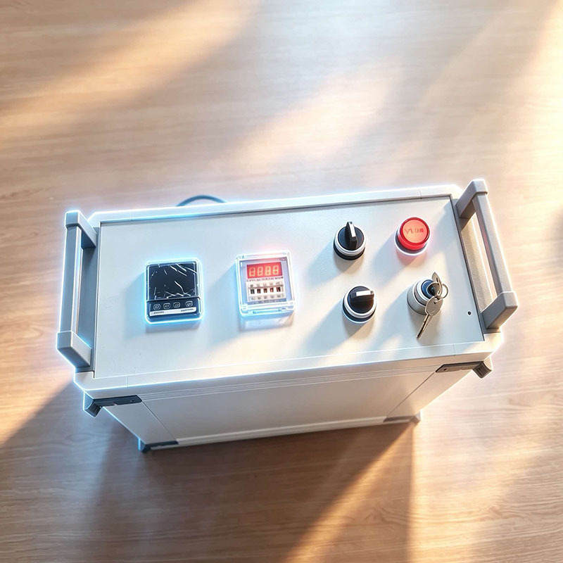 PLC-controlled hot riveting machine with touchscreen interface, programmable parameter storage, suitable for plastic parts.