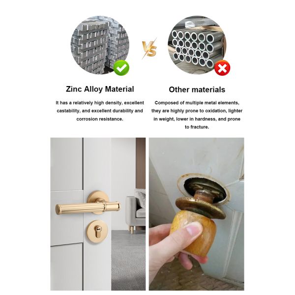 Safety Wooden Bedroom Silver Gold House Door Handle Interior Design Door Locks
