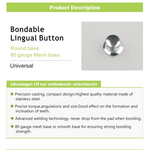 Класс I Стандартный BIOM сетка языковая кнопка в ортодонтии с цепью