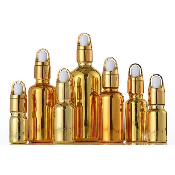 Durable Gold Glass Containers Travel Portable Small Gold Silver Dropper Bottles
