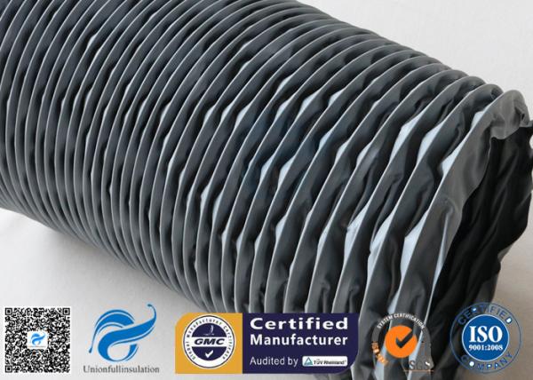 O PVC flexível do canal de ar revestiu o cinza 200MM 10M 260℃ da tela da fibra de vidro impermeáveis