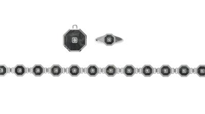 Stylish Carbon Fiber Encrusted Zircon Fashion Jewelry Set Lightweight and Unique Pattern