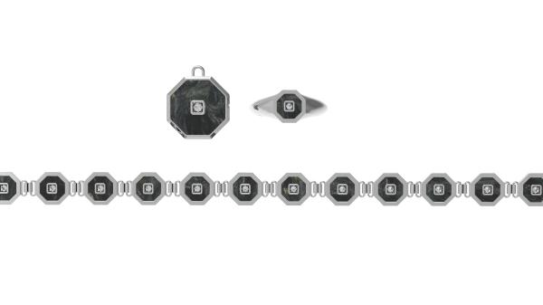 Stylish Carbon Fiber Encrusted Zircon Fashion Jewelry Set Lightweight and Unique Pattern