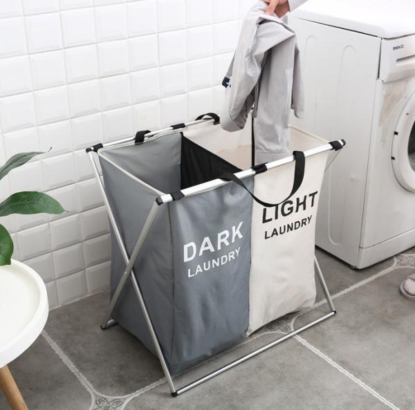 White Kids Baby Cotton Canvas Fabric Storage Bin Dirty Cloth Toys Collecting Basket Foldable Custom Laundry Bags