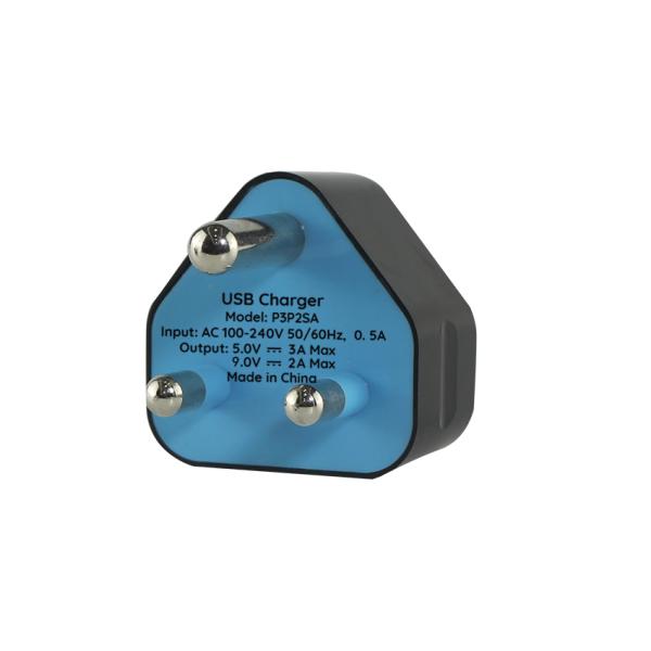 南アフリカ サウスアフリカ プラグ USB充電器 USB-CとUSB-Aポート 5V 3.4A 携帯,タブレット,USBデバイスのためのダブル出力ウォールアダプター