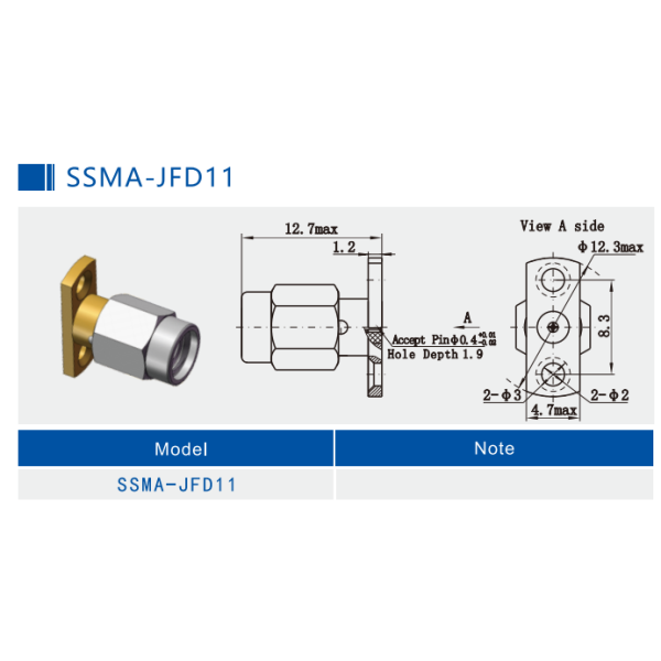 Screw 10-36UNS-2 SSMA RF flange mount RF coaxial connector gold plating housing designed for communication systems