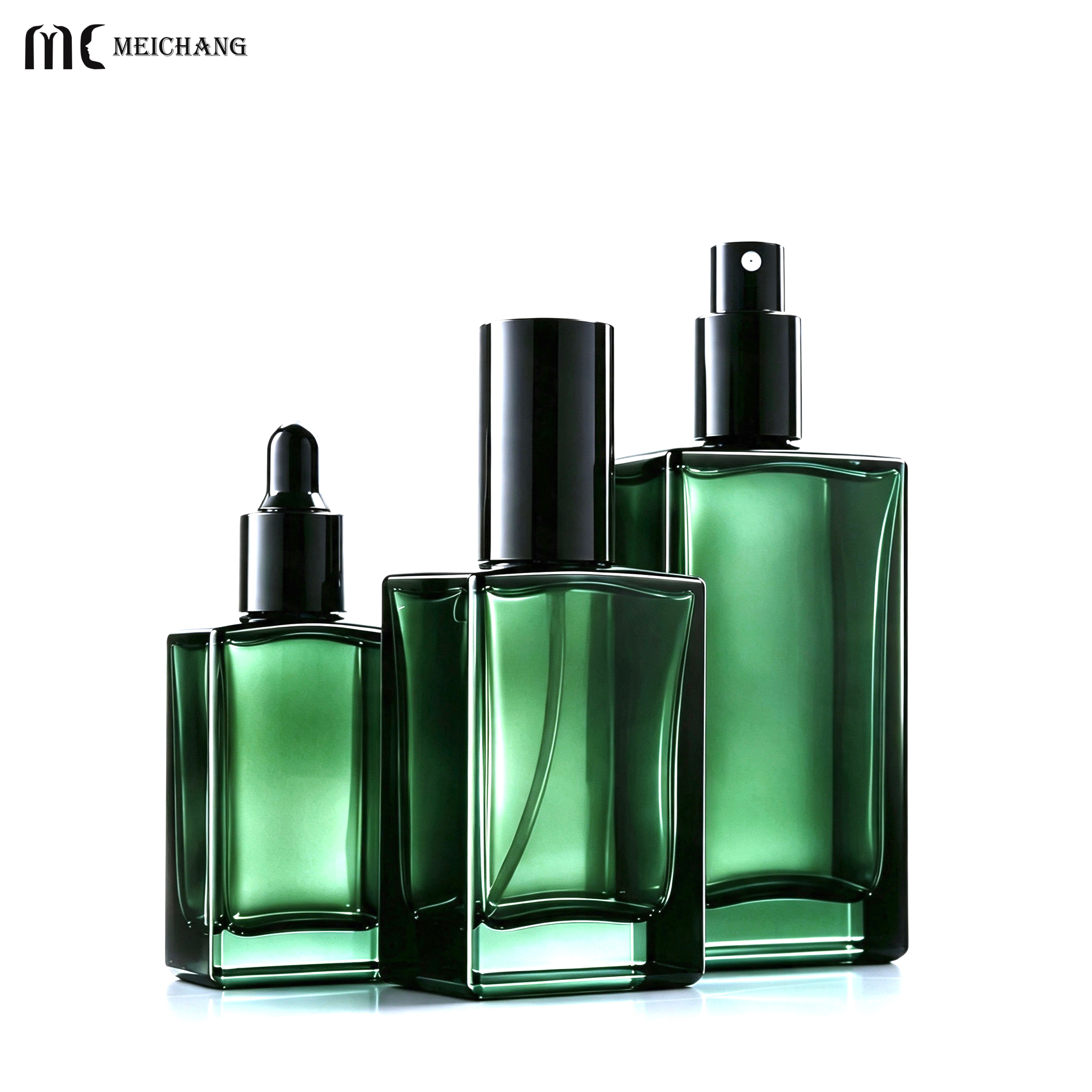 30ml 50ml 100ml Clear Square Glass Bottle for Skincare Serum Packaging | Luxury Cosmetic Glass Bottle with Pump, Spray & Dropper Options(MC-313)