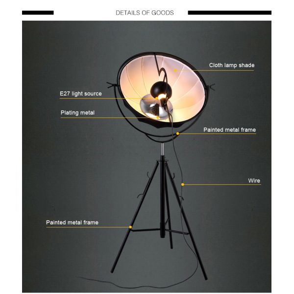 Nordic minimalist creative semicircular metal lampshade photography satellite decoration floor lamp e27(WH-MFL-107)