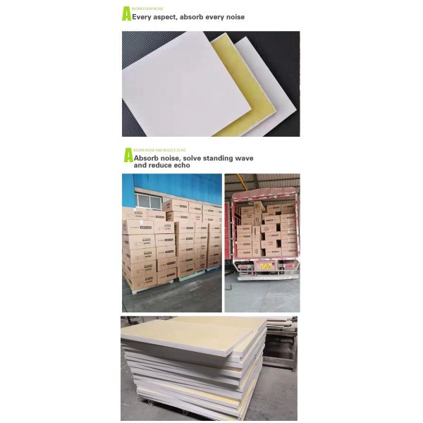 Класс А Огнеупорные акустические стеклянные потолочные плитки из шерсти квадратные края стекловолокно панели