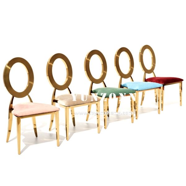 Dining Furniture Gold Stainless Steel Banquet Chair Stacking Design Hotel Wedding Event Party Steel Chair