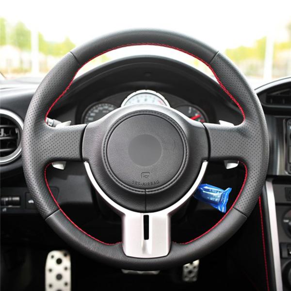 Custom Hand Stitching Black Artificial Leather Steering Wheel Cover for Toyota 86 GT86 Subaru BRZ Scion FR-S FRS