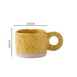 Caneca nórdica cerâmica do leite do café da manhã do copo de chá do leite do teste padrão da novidade de 300ML Ring Handle Coffee Mug Speckled breve