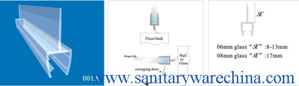 Sealing Strips/waterproof strips/shower door seals/PVC Seal 001A