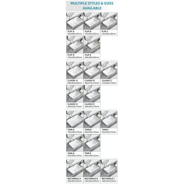 Luxury Integrated Undermount Bathroom Inset Basin Square Shape