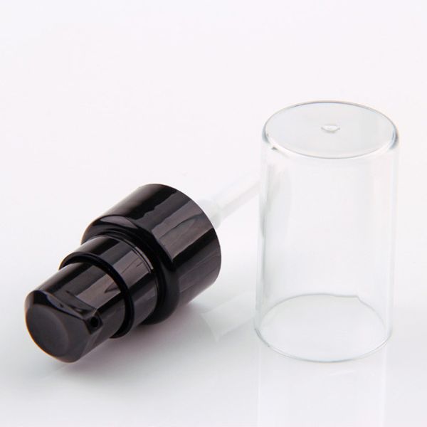 Smooth 20MM Black Cosmetic Lotion Pump With Full Clear Cover