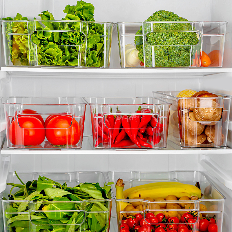 Acrylic Transparent Refrigerator Vegetable Cosmetics Snack Sundries Storage Box Food Grade Frozen Display Box Storage Box