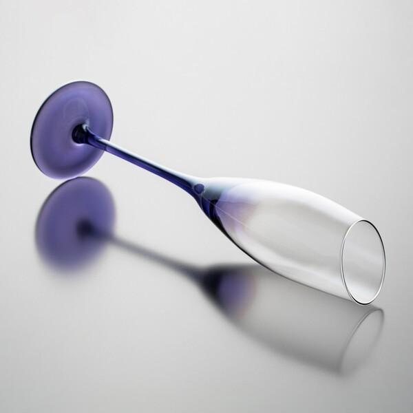 O arco-íris inclinou a haste longa Champagne Glasses 6 de 172ml onças de azul do inclinação