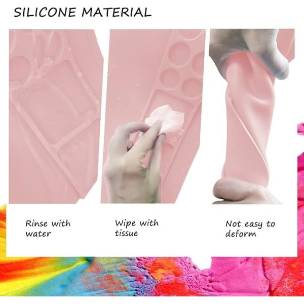 Pink Non Slip Silicone Paint Mat With Cup And Brush Kids And Artist Painting Tools