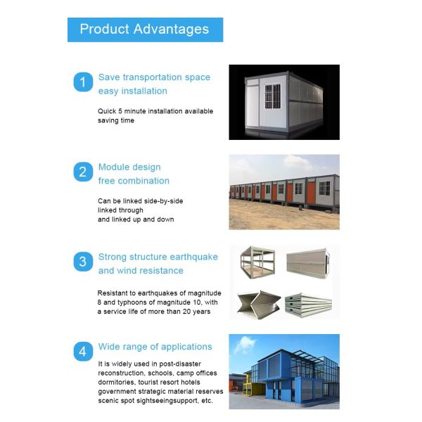 20ft 40ft Prefab Steel Container House Sandwich Panel Bathroom Included Семья или отель