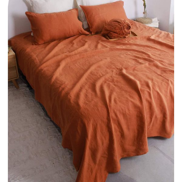 Create a Cozy Bedroom with Our All-Season 100% French Linen Sheet Set Stone Washed