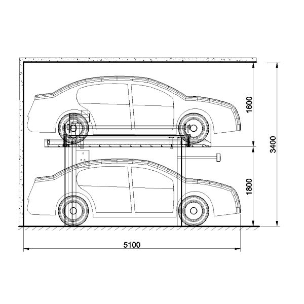 Remote Control Hydraulic Underground Garage 2500kg Home Car Lift