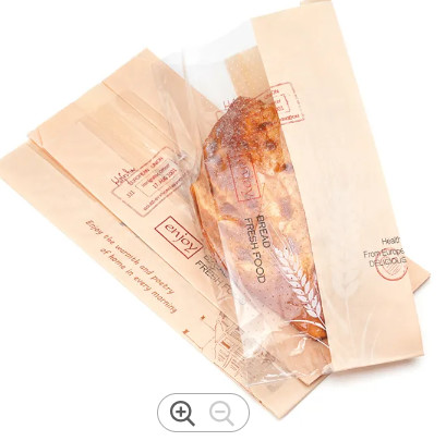 Durable Eco Friendly Kraft Paper Plastic Bread Bag Customized Thickness