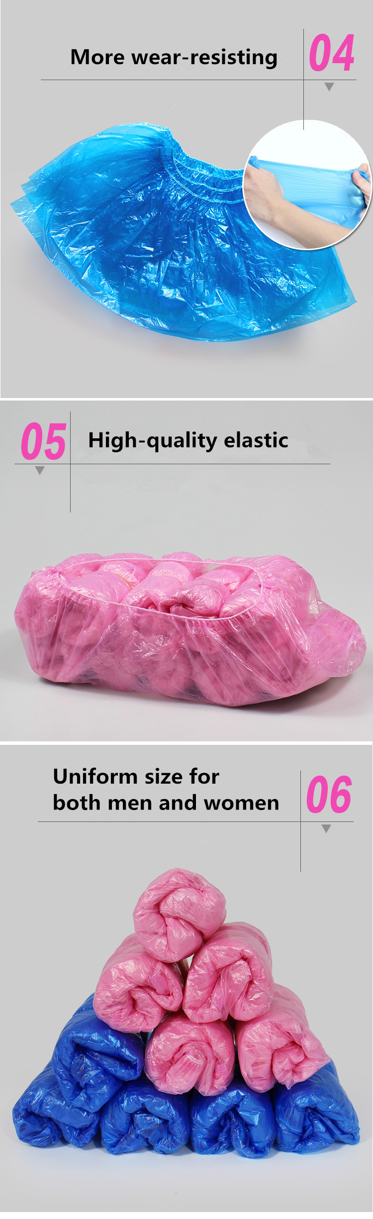 Durable Water Resistant Shoe Covers Anti Skid Home Indoor Use