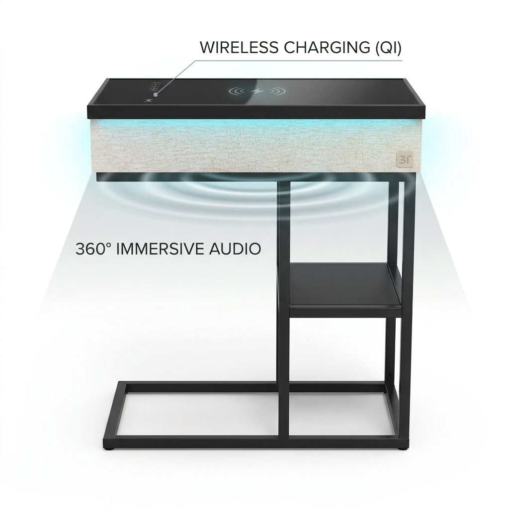 Wireless Charging Side Table A2 65W Multi Functional Bedside Table Modern Bedroom