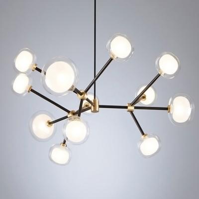 Lumière pendante en verre de base d'or noir moderne pour la lampe pendante de cuisine de chambre à coucher de foyer