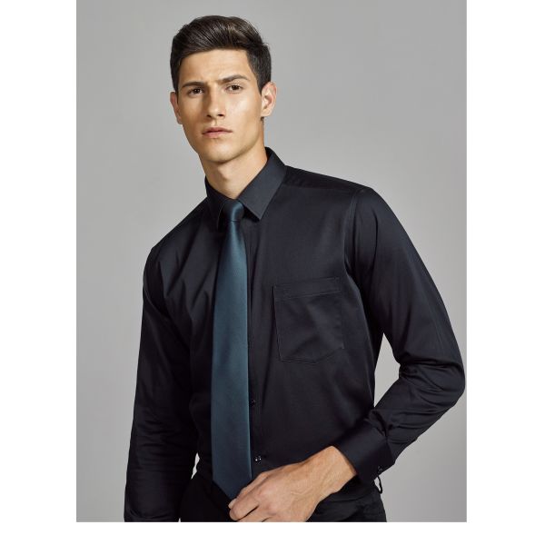 Covered Button Closure Type Long Sleeve Men's Clothing Dress Shirts for and Comfort