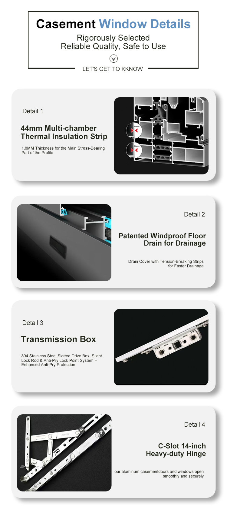 Soundproof Thermal Break Aluminum Alloy Casement windows Custom Windows Doors windows Aluminium Accessories for House