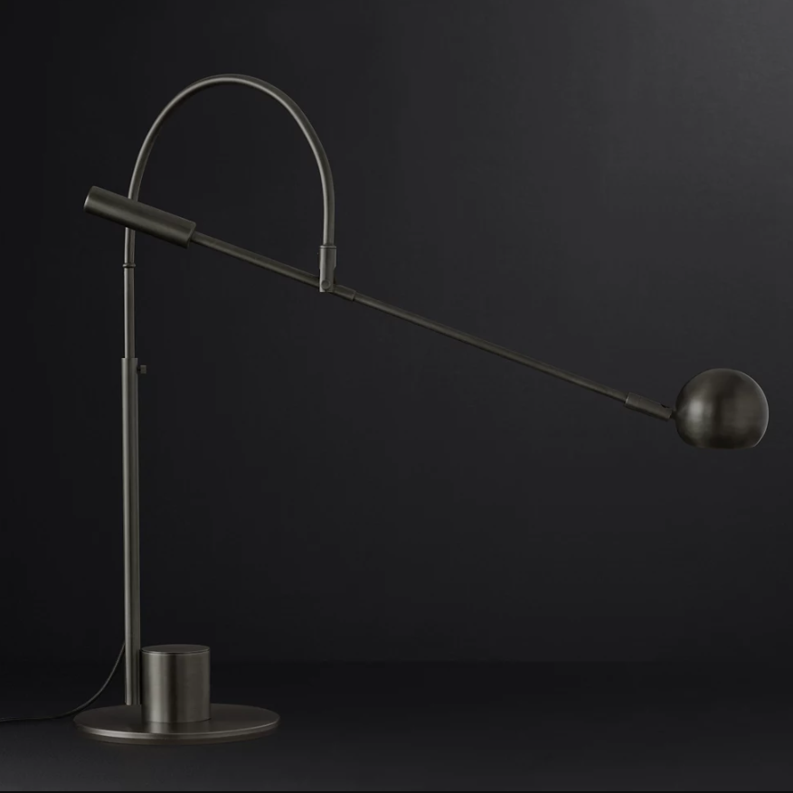 Yihao Classic Modern Copper Body LED Desk Lamp with 2700K Warm White Light and E14 Base for Home Decor