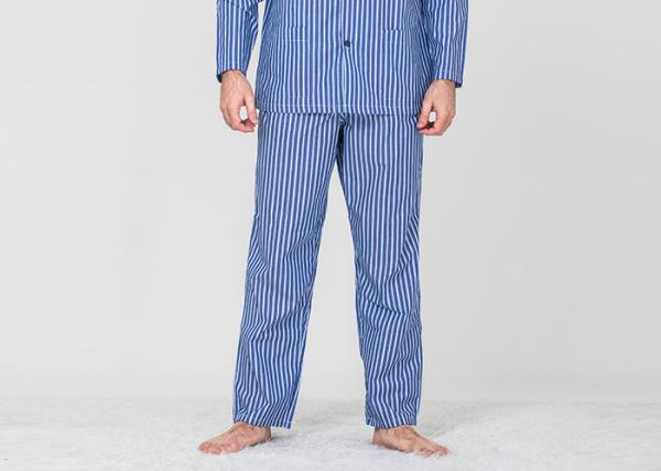 Yarnd Dyed Striped Mens Luxury Sleepwear With Button Through Shirt And Long Pants