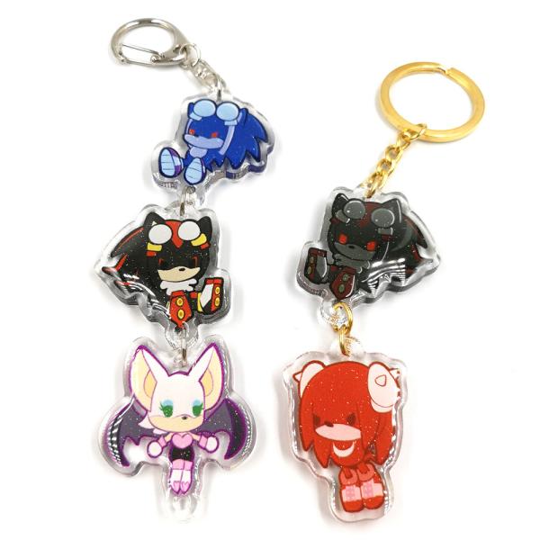 Custom high quality small acrylic epoxy glitter charm plastic linked anime keychain for game fans souvenir