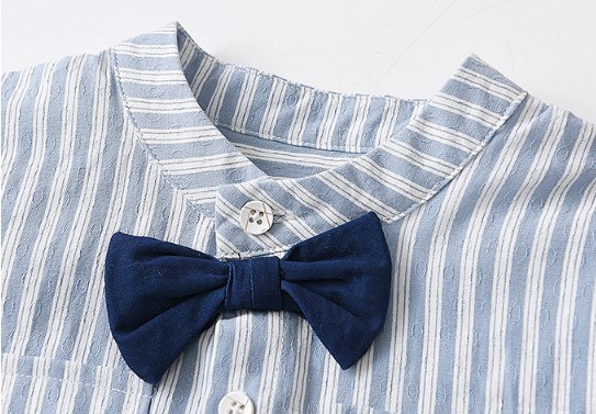 Children'S Outfit Sets Short Sleeve Top Bow Tie Casual Children'S Wear Two Piece Set